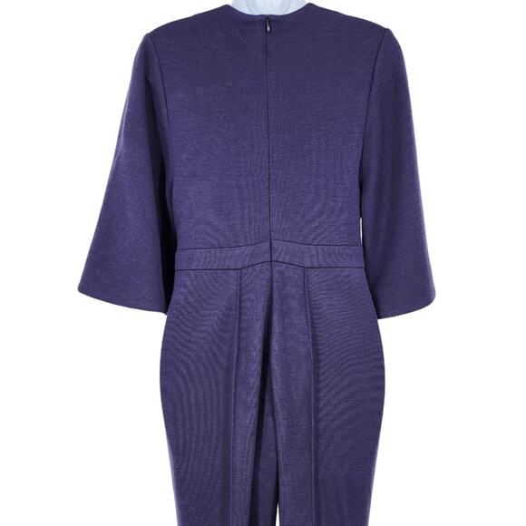 Roksanda Scoop Neck Purple Three Quarter Sleeve Gathered Front Jumpsuit Size 10 - Picture 3 of 5
